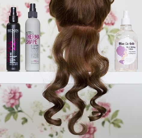 The best curling iron setting spray? Here are some answers. - Bobby Pin Blog / Vintage hair and makeup tips and tutorials. Top pick - Redken’s Hot Sets Hair Setting Spray, Vintage Hair And Makeup, Best Curling Iron, Good Curling Irons, Makeup Hacks Tutorials, Hair And Makeup Tips, Heat Protectant, Pin Curls, Pin Up Hair