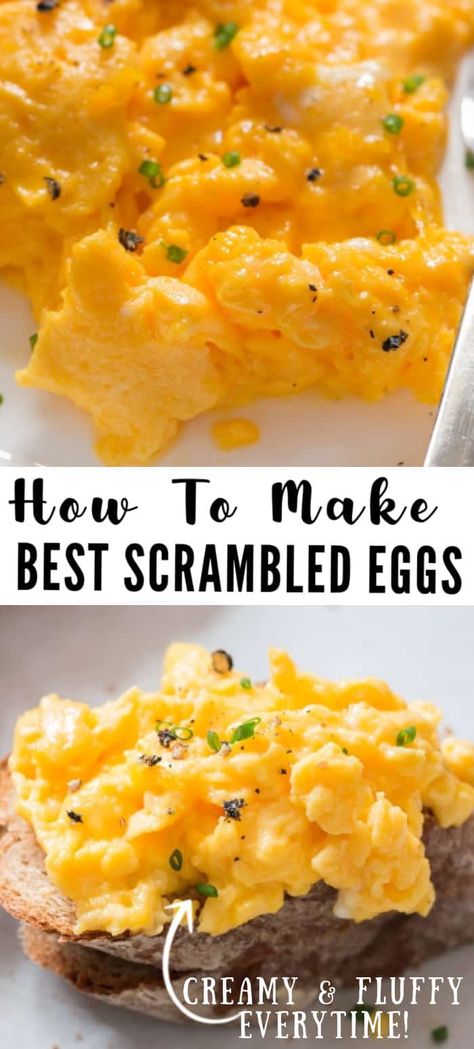 Spinach And Eggs Breakfast, Easy Scrambled Eggs, Cheesy Scrambled Eggs, Best Scrambled Eggs, Best Egg Recipes, Scrambled Eggs With Cheese, Creamy Scrambled Eggs, Fluffy Scrambled Eggs, Easy Egg Recipes