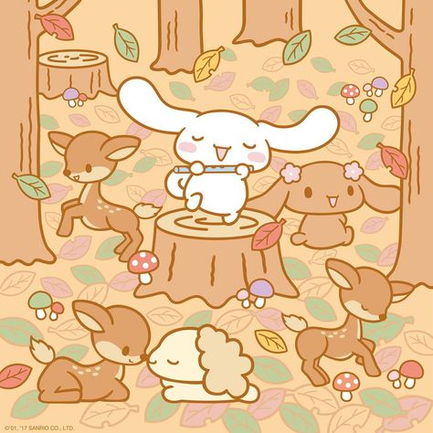 Cinnamoroll celebrates Autumn (Sanrio) Wallpaper Sanrio, Fall Wallpaper, First Day, Kitty, Animals