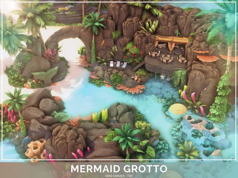 The Sims Resource - Arcane Illusions - Mermaid Grotto (NO CC) Bloxburg Resort, Mermaid Grotto, Romantic Spa, Living Room Sims 4, Mermaid Bedroom, Sims 4 Bedroom, Sims 4 House Plans, The Sims 4 Packs, Jungle Adventure