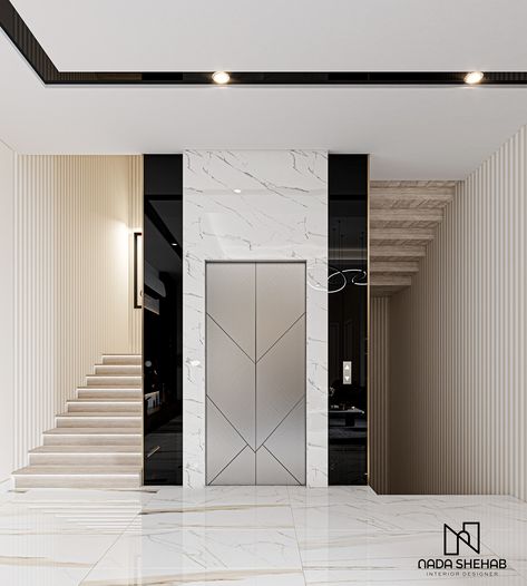 Lift Wall Cladding Design Granite, Apartment Building Entrance Lobby Design, Lift Lobby Design Residential Modern, Lift Front Wall Design, Apartment Building Entrance Lobby, Building Entrance Lobby Design, Lift Lobby Design Residential, Lift Wall Cladding Design, Lift Cladding