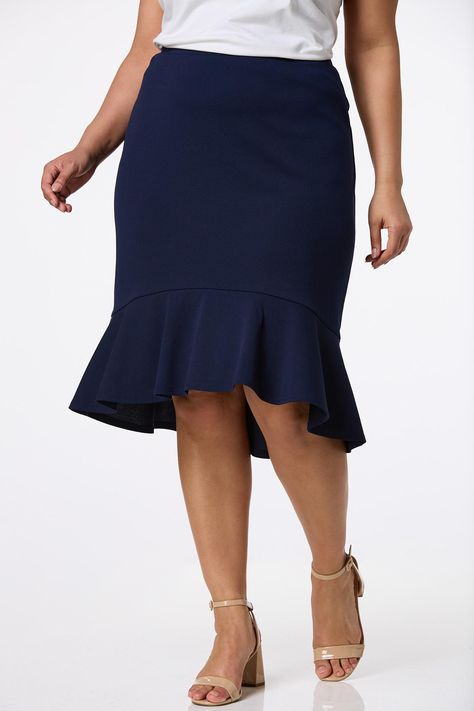 Cato Fashions | Cato Plus Size Flounced Crepe Scuba Skirt Scuba Skirt, Cato Fashion, Meet And Greet, Classic Black, Career, Plus Size, Skirt, Blue