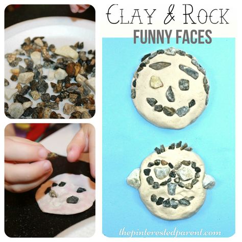 Clay Rock Nature Funny Faces - a fun summer arts crafts project for the kids. Sidewalk Chalk Games, Chalk Activities, Rock Nature, Summer Arts And Crafts, Rock Faces, Teaching Toddlers, Kids Funny, Plate Crafts, Shadow Play