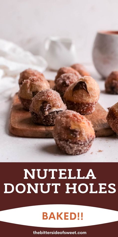 Donut Whole Recipe, Sourdough Donut Holes, Donut Holes Recipe, Baked Donut Holes, Nutella Donuts, Donut Hole Recipe, Doughnut Recipes, Homemade Donuts Recipe, Baked Doughnuts