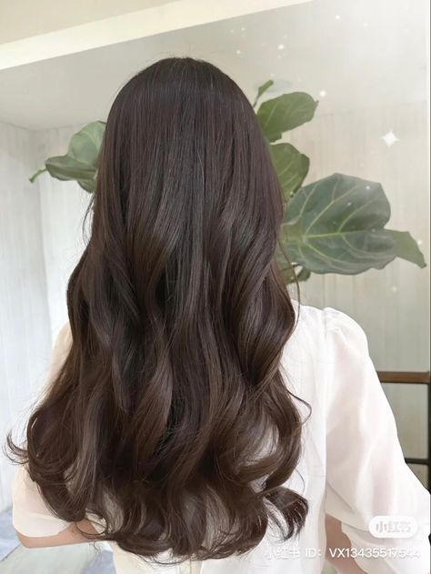 Brown Solid Hair Color, Macchiato Brown Hair, Brown Hair Solid Color, Brown Hair Dyed, Hair Inspo Brown, Soft Brown Hair, 2a Hair, Soft Wavy Hair, Dark Chocolate Hair