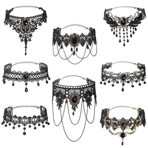 PRICES MAY VARY. Package Include: Includes 8 styles lace gothic necklace, which is an excellent choice to meet your different outfit dressing needs. Exquisite Design: The perfect combination of lace straps and pendants add a sense of elegant and beauty to your jewelry, also makes you eye-catching and attractive in any occasions. Quality Material: Mainly made of lace, ribbon and alloy, solid and durable, not easy to fade and break, reliable materials can serve you for a long time. Delicate Gift: Valentine Dance, Victorian Steampunk Wedding, Lace Choker Necklace, Choker Black, Chain Collar, Steampunk Wedding, Lace Choker, Elegant Gothic, Victorian Wedding