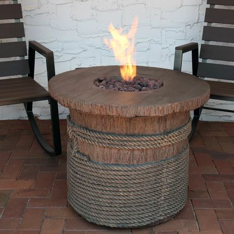 Portable Fire Pit Ideas, Barrel Fire Pit, Fire Area, Backyard Shop, Portable Fire Pit, Natural Gas Fire Pit, Barrel Table, Concrete Construction, Propane Fire Pit Table