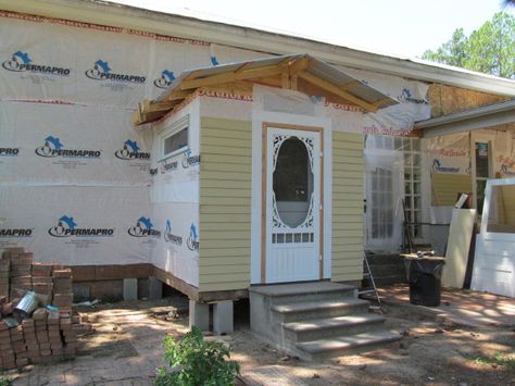 Kitchen Back Door Entry, Mudroom Addition Exterior Front Entrances, Front Porch To Mudroom Conversion, Adding A Mudroom Addition, Add On Mud Room Exterior, Mud Room Addition Exterior, Mudroom Addition Exterior, Mud Room Addition, Addition Exterior