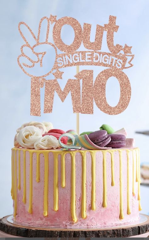 In My Double Digits Era Cake, Double Digit Birthday Cake, Big 10 Birthday Ideas, Tenth Birthday Party Ideas Daughters, Double Digits Birthday Cake, Cakes For 10th Birthday Girl, Girls 10th Birthday Cake, Double Digit Birthday Ideas Daughters, Double Digits Birthday Ideas