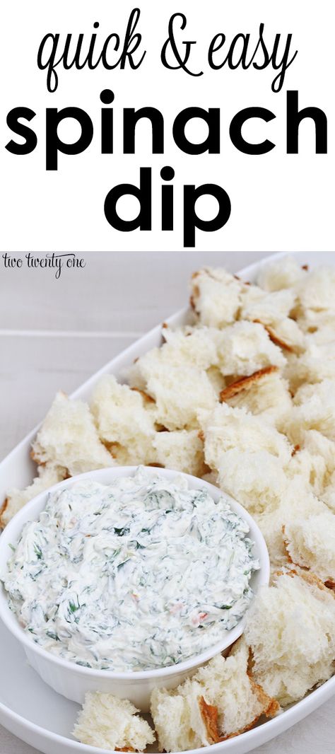 Quick and easy spinach dip recipe!  Only 5 ingredients! Easy Spinach Dip Recipe, Easy Spinach Dip, Wedding Cheese, Hawaiian Bread, Fancy Foods, Dip Dip, Spinach Dip Recipe, Easy Foods, Favorite Dips