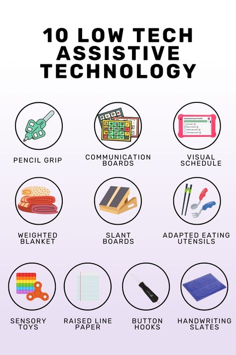 We got low-tech lifesavers over here!! 😅

Discover simple, effective assistive technologies that can make a big difference in everyday tasks for kids with or without diagnoses. From weighted spoons to visual timers, see what tools can help your child thrive! Comment your favorite gadget below or share this with someone who needs to see it! #AssistiveTech #ParentingHacks #LifeSkills" Assistive Technology In The Classroom, Low Tech Assistive Technology, Teaching Life Skills, Visual Schedules, Communication Board, Technology Hacks, Weighted Blankets, Child Psychology, Assistive Technology