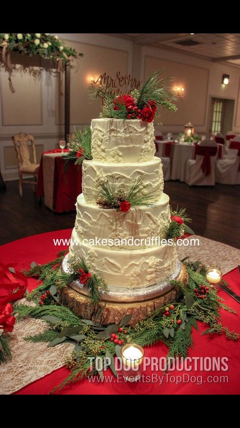 Christmas Wedding Cakes, Wedding Boards, Winter Greenery, Buttercream Wedding Cake, Future Wedding Plans, 50th Wedding Anniversary, Holiday Cakes, 50th Wedding, Wedding Plans