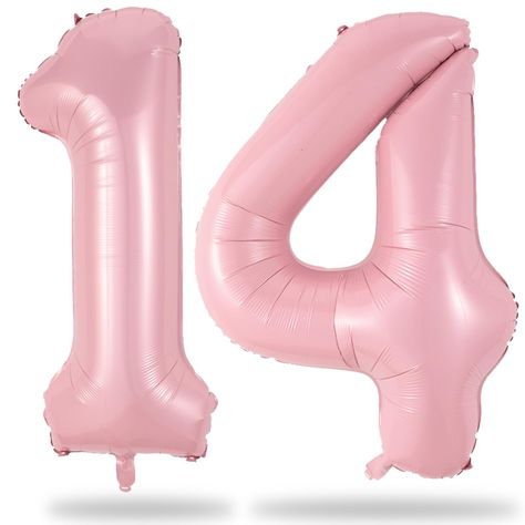 PRICES MAY VARY. 💓 Pastel Pink Number 14 Balloon: Our package included 40 inch number 1 & 4 balloon and 1pcs straw. Simply inflate the balloon using the straw, and you're ready to party! Light pink number foil balloons are the best for girls birthday party decoration. 💓 High Quality & Durabe: Light pink number balloon 14 made of high quality aluminum foil, which is sturdy, durabe and non-toxic, not easy to leak, bright colors. Enough big to worked out great for indoor or outdoor photoshoots, i 4 Balloon, Girls Birthday Party Decorations, Anniversary Decorations, Kids Gift Guide, 14th Birthday, Birthday Party Decor, Number Balloons, Helium Balloons, Girls Birthday