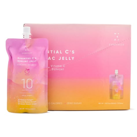 Essential C’s Collagen + Vitamin C Konjac Jelly | Vegan, 10 Calories, 0 Sugar Packs Healthy Diet Pouch Drinkable Snack Drink, Weight Management Functional jelly snack with just calories in travel-friendly pouches Boost of and C: Level up your game by incorporating daily essential supplements for an effortless inner beauty boost Fun, chewy, fulfilling plant-based konjac jelly Refreshing, fruity, delicious zero-sugar option to swap out sugary cravings Satisfy sweet tooth avoid adding extra or suga Korean Collagen Drink, Korean Supplements, Collagen Jelly, Konjac Jelly, Health Benefits Of Collagen, Brand Food, Diet Products, Japanese Grocery, Collagen Drink