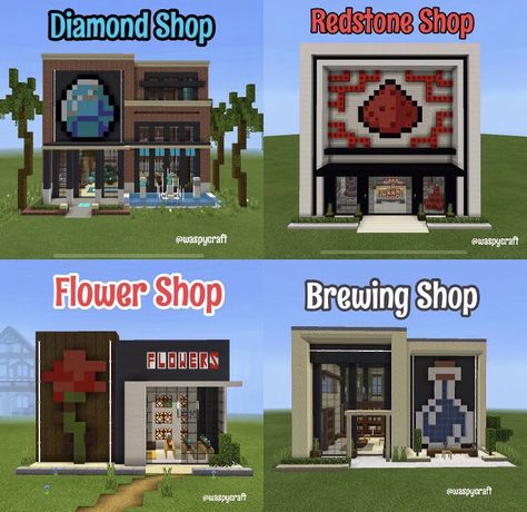 Shops Minecraft, Minecraft Dam, Minecraft Shop, Casa Minecraft, Building Blueprints, Villa Minecraft, Minecraft Shops, Case Minecraft, Minecraft Decoration