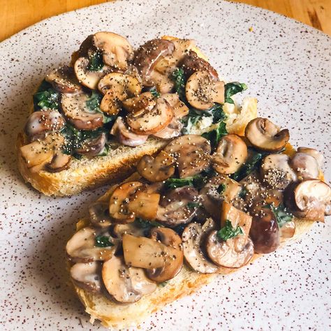 Easy anytime meal idea: plant-based creamy mushroom sourdough ... Vegetarian Recipes With Mushrooms, Recipes With Mushrooms, Dino Kale, Recipes Mushrooms, Cashew Yogurt, Mushroom Toast, Soft Egg, Creamy Mushrooms, Most Popular Recipes