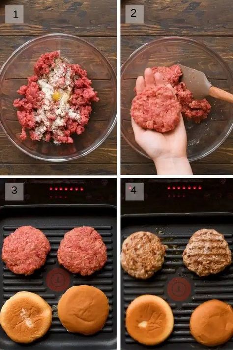 Basic Burger Recipe, Ingredients For Burgers, Homemade Grilled Burgers, Burger Recipes Grilled, Bbq Hamburgers Grilling, Burger Press Recipes, Ground Beef Burger Patties, Homemade Burgers Patties Easy, Juicy Homemade Hamburgers