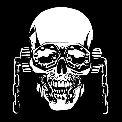 Vic Rattlehead, Badass Skulls, Spray Paint Stencils, One Piece Logo, Black And White Stickers, Texture Graphic Design, Black And White Sketches, Silhouette Stencil, Music Tattoos