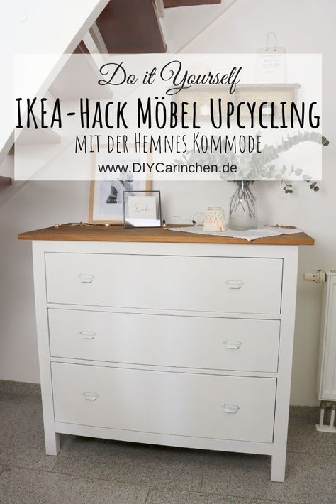 DIY IKEA Hack - Hemnes Kommode Möbel Upcycling - so einfach geht es! IKEA Hack, IKEA Hacks, Kommode, Flur, Wohnzimmer, Ideen, Landhaus, Design, Interior, Möbel, Make Over, Upcycling, Deko, dekorieren, streichen, malen, Holz altern lassen, Kommode umgestalten, DIY, Do It Yourself, basteln, selber machen, schnell, einfach, Anleitung, Tutorial Hack Ikea, Diy Ikea Hacks, Diy Ikea, Ikea Diy, Ikea Hacks, Ikea Hack, Changing Table, Design Interior, Entryway Tables