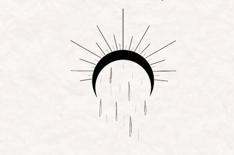 Night Rain Tattoo, Sun Moon Rain Tattoo, Sunshine Midnight Rain Tattoo, Moon And Rain Tattoo, Midnight Rain Drawing, Rain And Sun Tattoo, Rain Or Shine Tattoo, Purple Rain Tattoo, Midnight Rain Tattoo