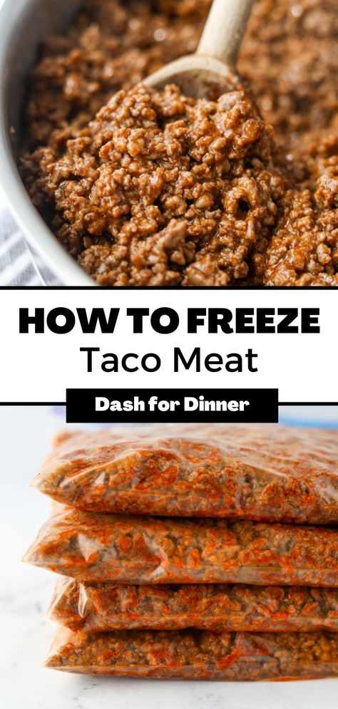 Mexican Freezer Meals Make Ahead, Prep Meat For Freezer, Freezing Cooked Ground Beef, How To Freeze Taco Meat, Meal Prep Ground Beef Freezer Recipes, Freezer Taco Meat, Taco Meat Freezer Meals, Make Ahead Taco Meat, Hamburger Meat Recipes To Freeze