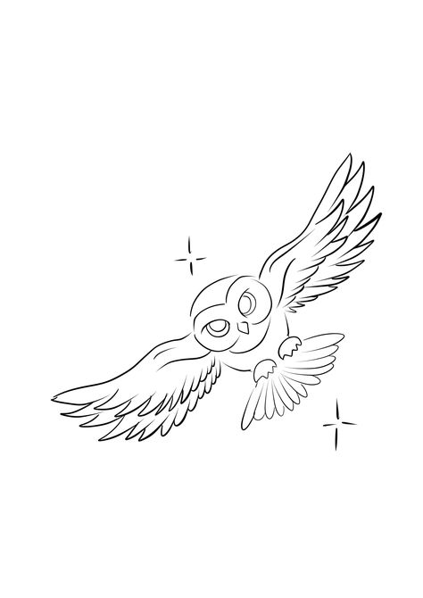 Owl One Line, Harry Potter Owl Tattoo, Fine Line Owl Tattoo, Owl Line Drawing, Harry Potter Tattoos Unique, Owl Tattoo For Women, Hedwig Tattoo, Owl Outline, Chest Tattoo Ideas