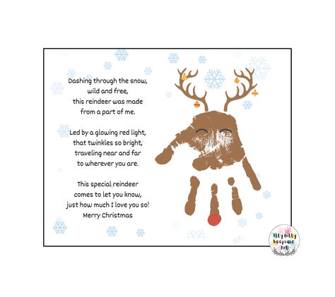 Winter Handprint Craft Art Printable Template / Winter Activity / Poem Handprint / Christmas Reindeer Handprint Poem Free Printable, Snowman Handprint Poem, I Love You Snow Much Craft, Christmas Crafts For Kids To Make For Parents, Handprint Reindeer Craft, Reindeer Handprint Craft, Christmas Canvas Art For Kids, Preschool Christmas Crafts For Parents, December Handprint Art