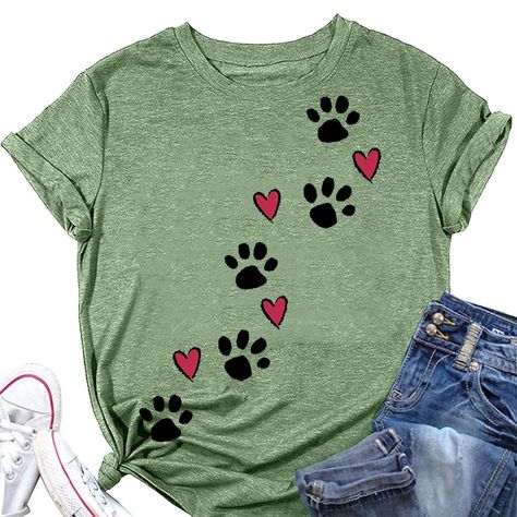 PRICES MAY VARY. ❤Feature of this funny cute dog paws print graphic tee shirts: Exquisite and lovely hot stamping process /Charming Design/Casual& Loose fit/Crewneck/Short Sleeve/Comfy and Soft. ❤Great Gift for Dog lovers: This cute funny dog paws print mom shirts soft and breathable.Full size for every shape of the body. Many colors to choose. It will be needed every day. Really a perfect gift for every dog lovers. ❤High-quality Casual Graphic Tee Tops: This casual crewneck short-sleeved summer Pet Shirts For People, Mom Graphic Tees, Cute Clothing, Dog Shirts, Funny Dog Shirts, Mom Life Shirt, Tee Shirt Dress, Print Graphic, Dog Mom Gifts