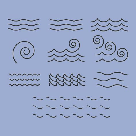 Minimal Water Tattoo, Minimalist River Tattoo, Simple River Tattoo, Stream Tattoo River, River Illustration Simple, Water Symbol Tattoo, Sea Line Art, Minimal Illustration Design, Line Art Waves