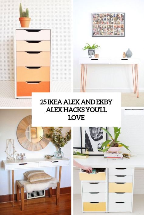 ikea alex hack - Google Search Ekby Alex Ikea, Ekby Alex Hack, Ikea Alex Drawers Hack, Ekby Alex Shelf, Ikea Inspirations, Ikea Alex Desk, Decoupage Drawers, Contemporary Home Offices, Ikea Ekby