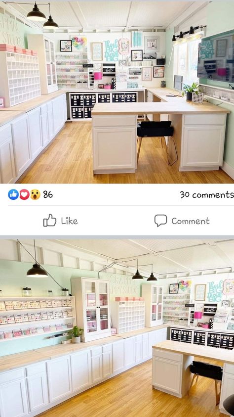 Craft Room Office Combo, Home Office Craft Room Combo, Home Office And Craft Room, Office And Craft Room, Home Office Craft Room, Basement Craft Rooms, Office Craft Room Combo, Sewing Room Inspiration, Small Craft Rooms