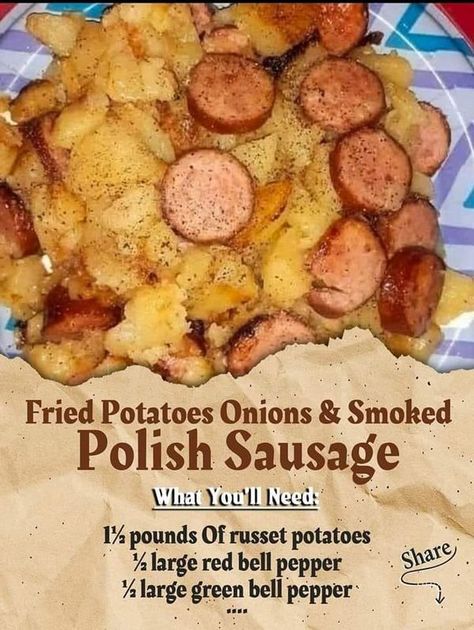 The Pioneer woman - Ree Drummond Family | *DOES ANYONE HERE ACTUALLY STILL EAT Fried Potatoes Onions And Smoked Polish Sausage 😋😍 * | Facebook Smoked Polish Sausage, Sausage And Potatoes Skillet, Potatoes Skillet, Chicken Fajitas Crockpot, Marion Grasby, Bacon Fried Cabbage, Sausage Ingredients, Fried Sausage, Polish Sausage