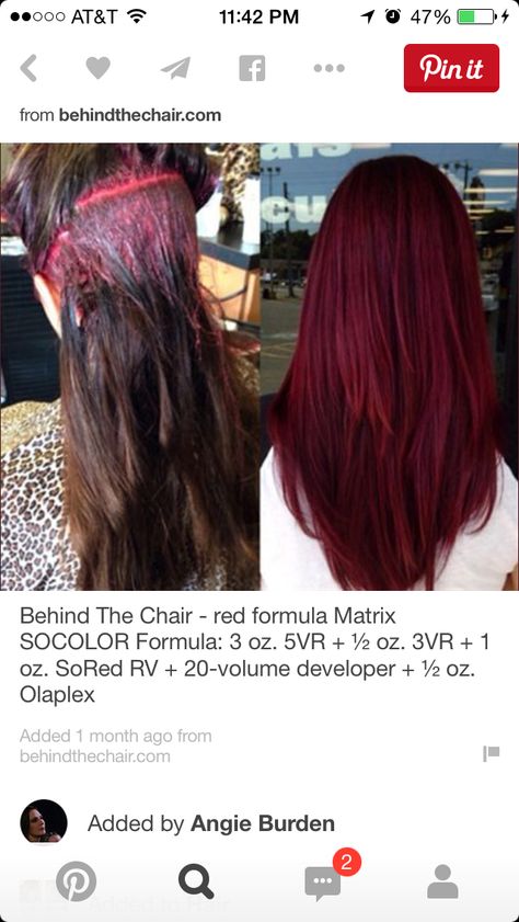 Red hair Red Hair Formulas, Wine Red Hair Color, Pelo Color Vino, Matrix Hair Color, Wine Hair Color, Hair Formula, Haircuts Medium, Redken Hair Color, Red Balayage