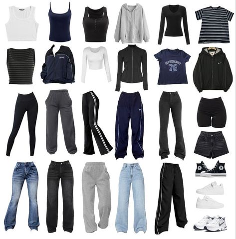 Dream Wardrobe Clothing Outfits, Capsule Wardrobe Y2k, All Styles Of Clothing List, Pants Must Have, H&m Basics, Y2k Outfits Fall, Basic Clothes Essentials For Women, Basic Must Have Clothes, Y2k Wishlist