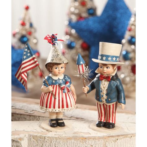 PRICES MAY VARY. Beautiful, retro design pair of Americana themed figures Set includes Sammy boy and Betsy girl figures Figures stand 5" - 5.75" tall. Sammy & Betsy dressed in all their Yankee Doodle finery ready to celebrate the 4th of July at the neighborhood parade. Made of resin and canvas with paper embellishments, they are sure to last for generations to become true vintage pieces. Figures stand 5" - 5.75" tall. Resin Canvas, Hallway Quotes, Pictures Hallway, Farmhouse Colorful, Kmart Bedroom, Ikea Christmas, Lounge Luxury, Country Industrial, Bathroom Elegant