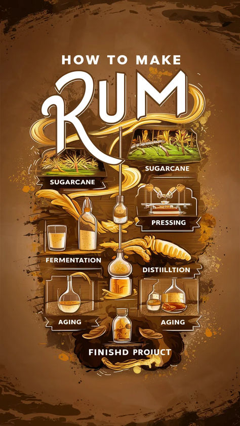 How to Make Rum: Step-by-Step Guide on Crafting Your Own Spirit [Hide the Rum!]  Most people know what rum is, or at least have tried something like a rum coke.  If you hadn’t known, rum is made from fermenting sugarcane juice or molasses and then distilling them to get that fantastic alcohol for cocktails or just over ice. How To Make Rum, Rum Liquor, Distilling Equipment, Bartender Drinks Recipes, Fun Drinks Alcohol, Bartender Drinks, Sugarcane Juice, Caribbean Rum, Distillation Process