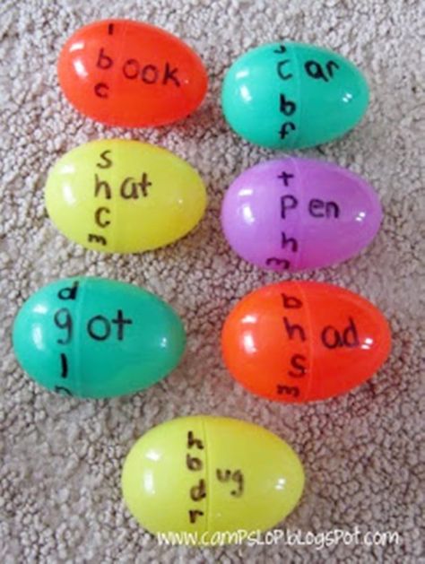 9 Lesson Plans for Your Leftover Easter Eggs - Word Families - Teach Junkie Phonological Awareness, Teaching Phonics, Phonics Activities, Kindergarten Reading, Word Families, Reading Ideas, Literacy Activities, Teaching Reading, Kids Education