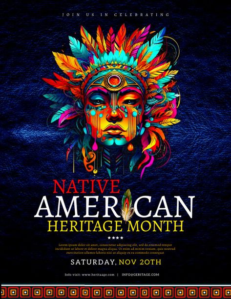 National Aboriginal Day, Aboriginal Day, Native American Heritage Month, Free Flyer Templates, Native American Heritage, Event Flyers, Online Posters, Heritage Month, American Heritage