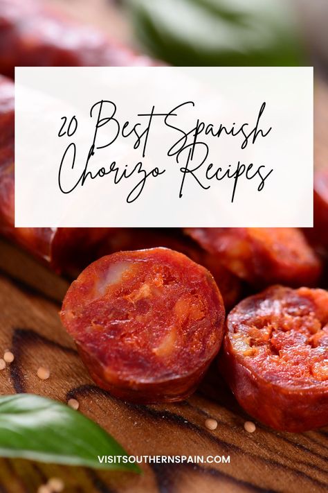 Are you interested in trying some of the Best Spanish Chorizo recipes? Whether you're looking for a quick and easy Spanish dish or an impressive dinner idea, our recipes have got you covered. The chorizo recipes from Spain can elevate any meal, no matter if you're cooking breakfast, lunch, or dinner. So take a look at these easy chorizo recipes and prepare your next meal, just like real Spaniards do. #spanishchorizorecipes #chorizorecipe #spanishchorizo #easychorizorecipes Chorizo Slices Recipes, Portuguese Chorizo Recipes, Spanish Chorizo Recipes Dinner, Spanish Sausage Recipes, Chorizo Appetizer Recipes, Chorizo Recipes Dinner Easy, Chourico Recipes, Chorizo Sausage Recipes, Easy Chorizo Recipes