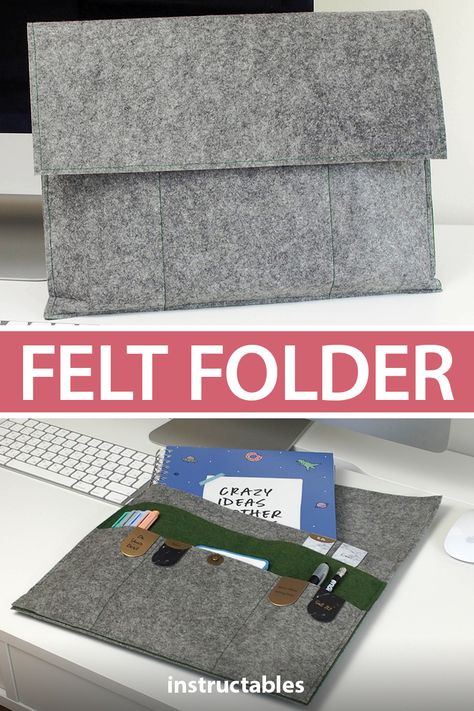 Fabric Folder Diy, Diy Padfolio, Diy Portfolio Folder Design, Felt Packaging, Pocket Folder Diy, Fabric Folder, Felt Pencil Case, Folder Diy, Felt Clutch