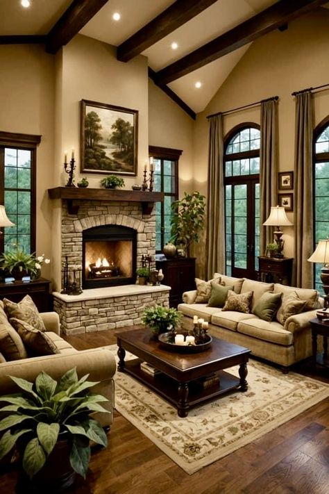 Tuscan Living Rooms, Cozy Living Room Ideas, Cozy Living Room Design, Living Room Warm, Casa Country, Living Room Decor Fireplace, Modern Farmhouse Living Room, Living Room Decor Cozy, Traditional Living Room