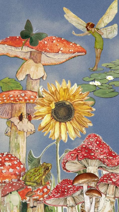 #fairy #fairycore #fairygarden #toadstools Realistic Flower Drawing, Fairy Background, Mushroom Wallpaper, Fairy Wallpaper, Nature Art Drawings, Iphone Lockscreen Wallpaper, Witchy Wallpaper, Art Folder, Mushroom Art