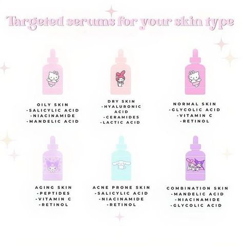 Targeted serums for your skin type! ✨💆🏻‍♀️💕 Oily Skin~ Salicylic Acid, Niacinamide, VITAMIN C, and Mandelic Acid are perfect combinations to use with this skin type because they’ll aid in controlling your oil production! 🤗 Dry Skin~ Hyaluronic Acid, Ceramides, VITAMIN C, and Lactic Acids are wonderful for dryer skin types because they help to boost the moisture levels in the skin. 💧 Normal Skin~ Glycolic Acid, Vitamin C, and Retinol: to replenish the first layer of the skin, boost collage... Vitamin C And Retinol, Mandelic Acid, Oil Production, Lactic Acid, Normal Skin, Glycolic Acid, Salicylic Acid, Skin Type, Retinol