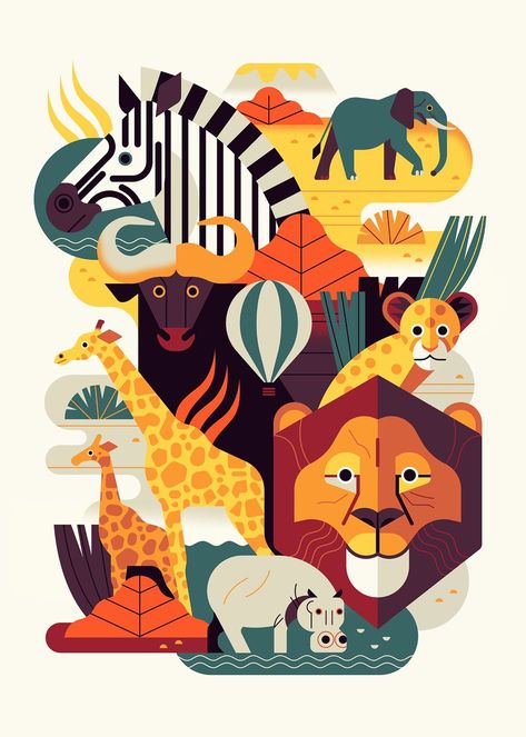 Zoo Poster Design, Owen Davey, Animal Design Illustration, Afrique Art, Animals And Birds, Zoo Animal, Animal Graphic, Graphics Inspiration, Animal Posters