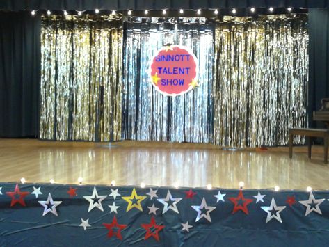 Talent Show Backdrop Ideas, Elementary School Talent Show Ideas, Talent Show Stage Decorations, School Talent Show Decorations, School Stage Decorations, Talent Show Decorations Stage Ideas, School Talent Show Ideas, Stage Decoration Ideas For School, Talent Show Decorations