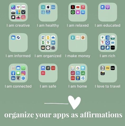 self improvement personal development self help personal growth Organize Apps Affirmations, Homescreen Productive, Self Care Homescreen, Instagram Leave A Note Ideas, Showering Tips, To My Future Self, Lucky Girl Syndrome, Iphone Organization, Get My Life Together