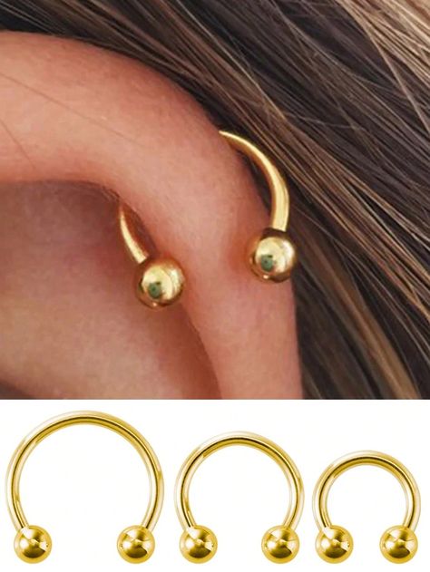 Yellow Gold  Collar  Stainless Steel   Embellished   Women's Fashion Jewelry Nose Septum Ring, Nose Septum, Horseshoe Ring, Women Body, Helix Earrings, Gold Collar, Cartilage Piercing, Gift Jewelry, Ring Gold