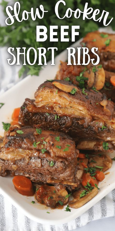 Beef Ribs Recipe Slow Cooker, Beef Ribs Crockpot, Short Rib Recipes Crockpot, Short Ribs Crock Pot, Slow Cooker Beef Short Ribs, Slow Cooker Ribs Recipe, Cooking Short Ribs, Braised Short Ribs Recipe, Short Ribs Slow Cooker