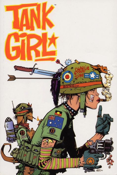 Jamie Hewlett (Gorillaz, Tank Girl) Inspo Album - Imgur Tank Girl Art, Tank Girl Comic, Jamie Hewlett Art, Arte Steampunk, Jamie Hewlett, Gorillaz Art, Arte Punk, Girl Posters, Illustration Girl