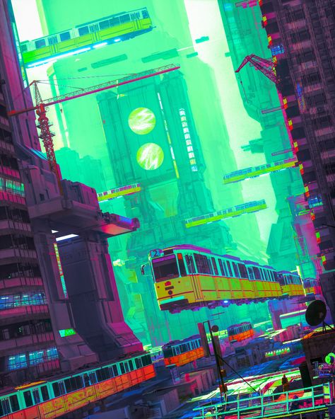 Maxon Cinema 4d, Futuristic City, Big Art, Digital Art Illustration, Sci Fi Art, Fantasy Landscape, Surreal Art, Cyberpunk, Digital Painting